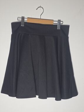Y2K Black Skater Skirt - Flowy & Stretch - Mini Casual Basic - High Waist - XL